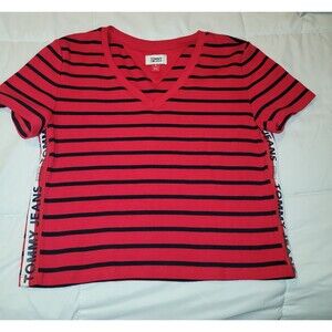 Tommy Hilfger (Tommy Jeans) Women's Red White Navy Striped Crop Top